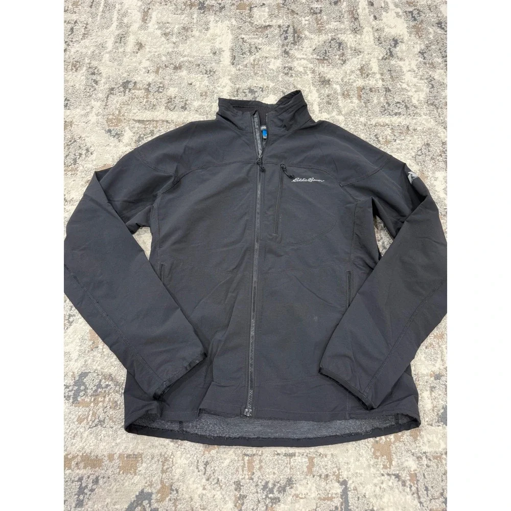 Eddie Bauer First Ascent Mens Medium Black Softshell Jacket Full Zip Stretch